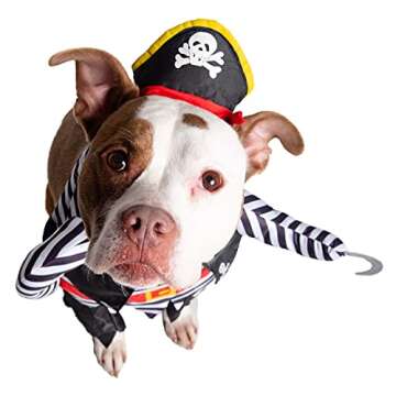 Pet Krewe Dog Pirate Costume | Pet Costume with Arms, Pirate Hat, Tunic and Cape -Perfect for Halloween, Parties, Photoshoots, Gifts for Dog Lovers Multi-Colored XL