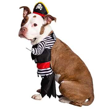 Pet Krewe Dog Pirate Costume | Pet Costume with Arms, Pirate Hat, Tunic and Cape -Perfect for Halloween, Parties, Photoshoots, Gifts for Dog Lovers Multi-Colored XL