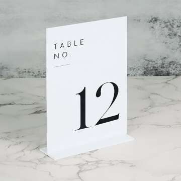 JINMURY White Wedding Table Numbers 1-10 with Stands, 5"x7" White Acrylic Table Numbers, Perfect for...