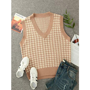 Stylish Houndstooth Sweater Vest for Women