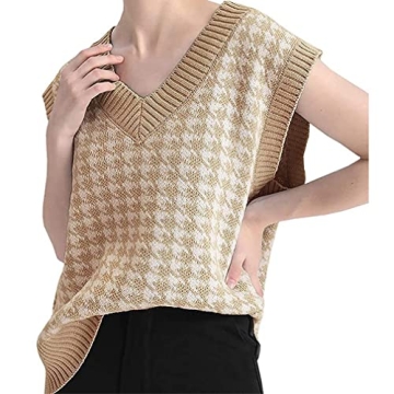 Stylish Houndstooth Sweater Vest for Women