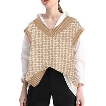 Stylish Houndstooth Sweater Vest for Women