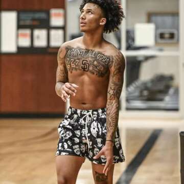 BOOMLEMON Mens Mesh Graphic Print Shorts - Stylish Workout Shorts for All Activities