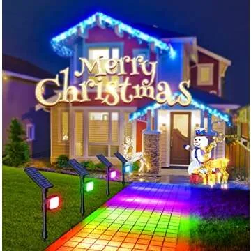 ROSHWEY Solar Spot Lights Outdoor, Colored Solar Outdoor Lights Waterproof Christmas Solar Powered Spotlight Landscape Lighting for Outside House Garden Yard Tree Pool Halloween Decorative, 4 Pack