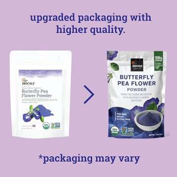 INCAS 100% USDA Organic Butterfly Pea Flower Powder (4 Ounce) | Organic Blue Matcha Tea | Non-GMO Verified Extract from Thailand | Organic Blue Food Coloring | Adaptogenic Raw Culinary | Vegan