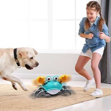 Aprilwolf Escape Crawling Baby Crab Toy, Tummy Time Baby Toys, Sensing Interactive Walking Dancing with Music Sounds & Lights, Infant Fun Birthday Toddler Boy Girl Pet Dog（Rechargable）