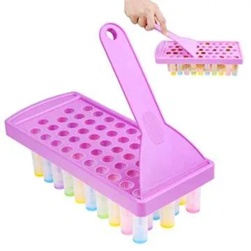 Kare & Kind Lip Balm Crafting Kit - Easy Lip Balm Filling Tray and Spatula - 50 Empty Lip Balm Tubes with Caps (10x5 Colors) - 3/16 Oz (5.5 ml) - 50 Writeable and 50 Printed Stickers - M