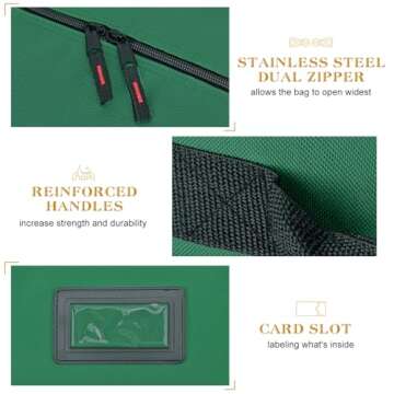 Patiobay Rolling Christmas Tree Storage Bag 9 Ft Xmas Artificial Disassembled Trees, 600D Waterproof Oxford Fabric, Durable Wheels & Handles, Heavy Duty Storage Container