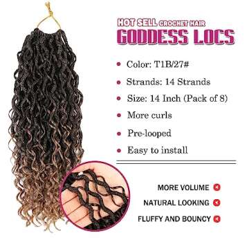 SamBraid Goddess Locs Crochet Hair 14 Inch, 8 Packs New Goddess Faux Locs Crochet Hair for Black Wom...