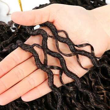 SamBraid Goddess Locs Crochet Hair 14 Inch, 8 Packs New Goddess Faux Locs Crochet Hair for Black Women, River Locs Crochet Hair with Curly Ends (14Inch, T27#, 8Packs)