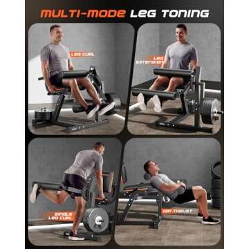 FEIERDUN 4-in-1 Adjustable Leg Extension Curl Machine - 700lbs Capacity Leg Extension Machine for Lo...