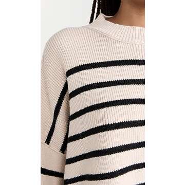 Free People Women's Stripe Easy Street Crop Pullover, Pearl Combo