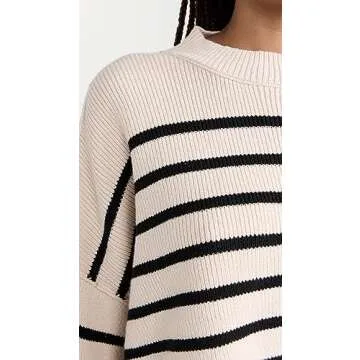 Free People Women's Stripe Easy Street Crop Pullover, Pearl Combo