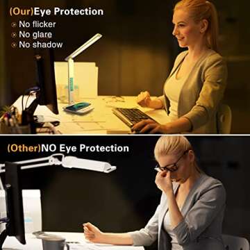 Juylux Desk Lamp, LED Desk Lamp Eye-Caring with Wireless Charger Support Fast Charging, Memory Funct...