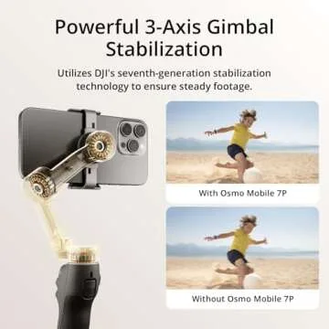 DJI Osmo Mobile 7P Gimbal Stabilizer for iPhone, Android, Native Tracking, Lighting, 3-Axis Phone Gimbal, Quick Launch, One-Tap Edit, Built-in Extension Rod & Tripod, 10hrs Use, Phone Charging