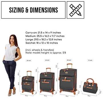 Steve Madden Designer-Gepckkollektion 4-teiliges Softside-Koffer-Set Reise-Set enthlt eine Tragetasche, 50,8 cm Handgepck, 61 cm und 71,1 cm Karierte Koffer, Black, One Size, Travel
