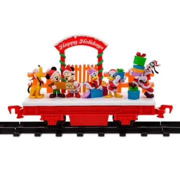 Disney Store Official Mickey Mouse and Friends ''Making Christmas Magical'' Electric Train Set - 35 Piece - Remote Control Model Train Set with Sound Effects and Tracks