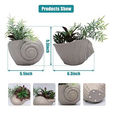 Faux Succulents in Conch Sea Shell Home Decor,Coastal Beach Decorations for Home Bathroom Ocean Seas...