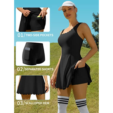 ATTRACO Golf Dress - Stylish Sleeveless Tennis Dress Black