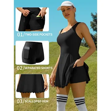 ATTRACO Golf Dress - Stylish Sleeveless Tennis Dress Black