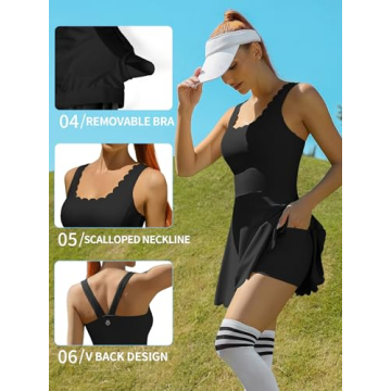 ATTRACO Golf Dress - Stylish Sleeveless Tennis Dress Black