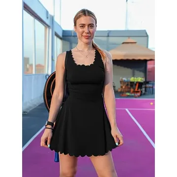 ATTRACO Golf Dress - Stylish Sleeveless Tennis Dress Black