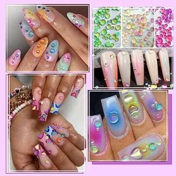 NAISKA 800Pcs Nail Art Rhinestones Set Colorful Flatback Rhinestones Glass Diamantes Gems for Nails Design Sparkly Diamond Beads Gems for DIY Crafts Clothes Tumblers Face Makeup Manicure