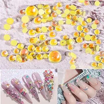 NAISKA 800Pcs Nail Art Rhinestones Set Colorful Flatback Rhinestones Glass Diamantes Gems for Nails Design Sparkly Diamond Beads Gems for DIY Crafts Clothes Tumblers Face Makeup Manicure