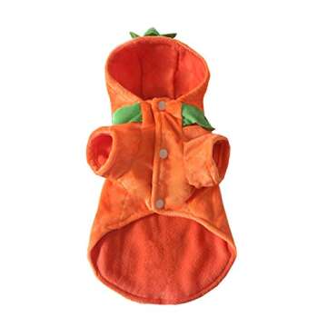 Mogoko Dog Cat Halloween Pumpkin Costume,Pet Cosplay Costumes,Puppy Warm Outfits Fleece Hoodie Animal Autumn Winter Clothes (L Size)