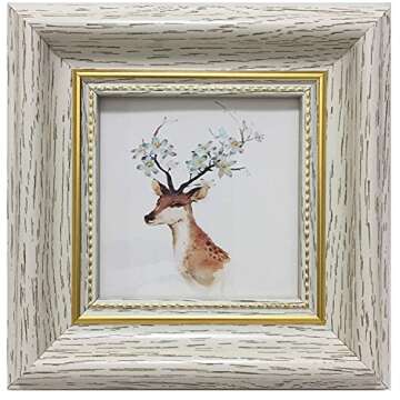 AMHOME 3.5x3.5 Picture Frame White (Cream Color) Square Photo Frame Desktop Display Mount on the wall. The front opening size 2.9x2.9. Plexiglass Panel (not Glass), Plastic Packaging.