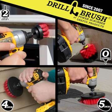 Stiff Bristle 4 Piece Drill Brush Nylon Cordless Drill Powered Spinning Brush Heavy Duty Scrubbing b...