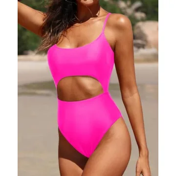 Pink High Cut One Piece Swimsuit Sexy Monokini Beach Wear
