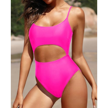 Pink High Cut One Piece Swimsuit Sexy Monokini Beach Wear