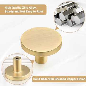 Stylish Brushed Gold Cabinet Knobs by WEAVERBIRD
