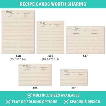 321Done Recipe Cards, Made in USA - 4x6 Tan, Simple Script, Double-Sided Thick Cardstock, Cute Vintage Rustic Kraft Look for Bridal Shower Wedding Housewarming Gift - Pack of 50
