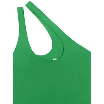 REORIA Women's Summer Sexy One Shoulder Cutout Front Sleeveless One Piece Tank Tops Backless Thong Bodysuits Leotards for Going Out Green Medium