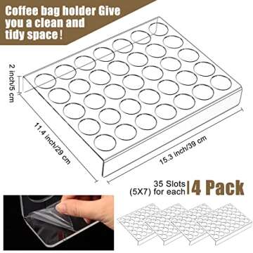 4 Pack 35 Slots Flat Countertop Coffee Pod Holder Acrylic Storage Tray Clear Coffee Pod Organizer fo...