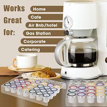 4 Pack 35 Slots Flat Countertop Coffee Pod Holder Acrylic Storage Tray Clear Coffee Pod Organizer for Office, Home and Kitchen Counters or Drawers Coffee Pods