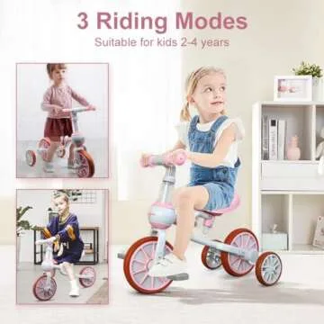 XIAPIA 3 in 1 Toddler Bike for 2-4 Year Old Girl, Kids Tricycle with Adjustable Seat, Detachable Ped...