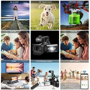 Lierhyt 4K Video Camera with 18X Zoom and Accessories