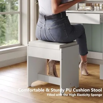 Furniouse 37" Vanity Desk with Adjustable LED Lights