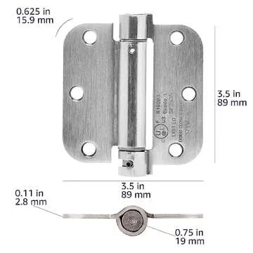 Amazon Basics Satin Nickel Self-Closing Door Hinge 3.5 Inch