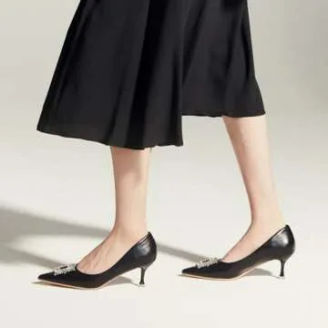 C.Paravano Women's Pumps with Elegant Crystal Buckle