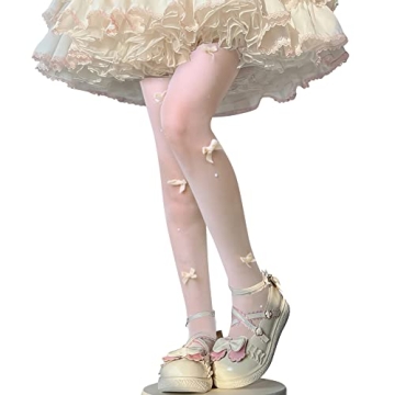 Benefeet Sox Womens Girls White Sheer Tights - Sexy Nylon Soft Pantyhose with Bows