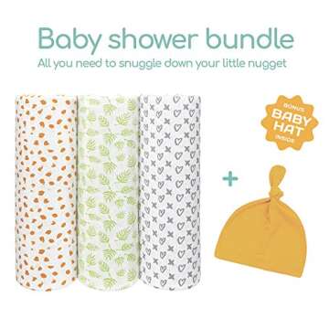 Organic Swaddle Blankets - Soft & Breathable 3 Pack