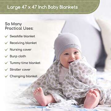 Organic Swaddle Blankets - Soft & Breathable 3 Pack