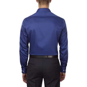 Van Heusen mens Fitted Lux Sateen Stretch Solid Spread Collar Dress Shirt, Blue Velvet, 18.5 Neck 36...