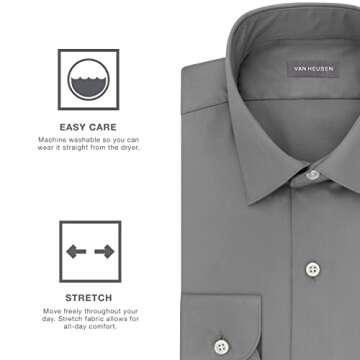 Van Heusen mens Fitted Lux Sateen Stretch Solid Spread Collar Dress Shirt, Blue Velvet, 18.5 Neck 36 -37 Sleeve XX-Large US