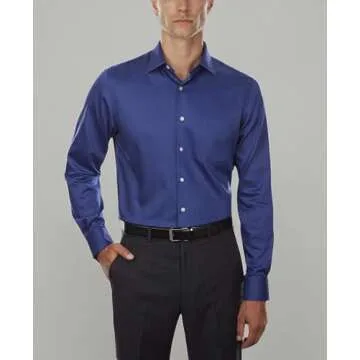 Van Heusen mens Fitted Lux Sateen Stretch Solid Spread Collar Dress Shirt, Blue Velvet, 18.5 Neck 36 -37 Sleeve XX-Large US