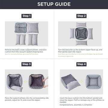 Bedsure Cute Dog Bed for Small Medium Dogs - Washable Furry Puppy Beds, Rectangle Orthopedic Corduroy Fleece Pet Beds with Removable Zipper Cover, 25x21x7inches, Cream